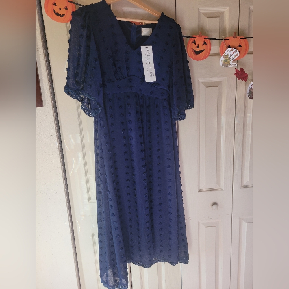 Bella Ella Boutiqe Navy Blue Midi Dress